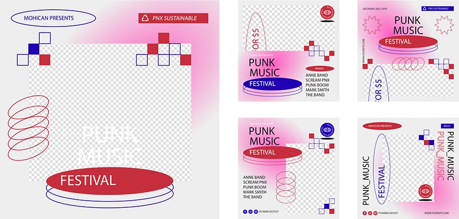 潮流酸性朋克音乐电音节封面海报排版BANNER模板AI矢量设计素材【005】